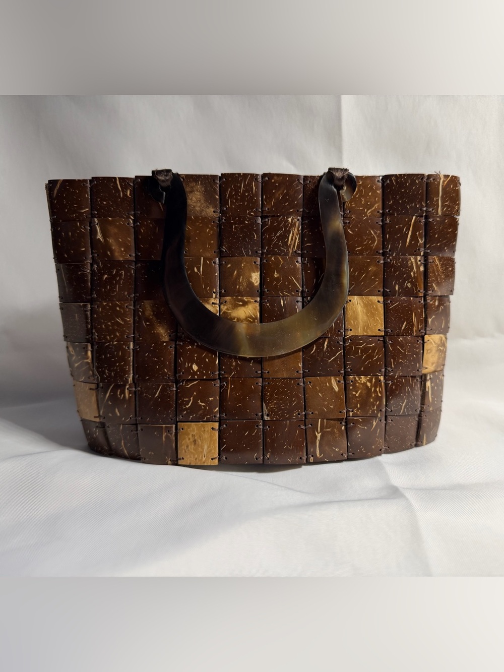 Vintage Shiraleah Coconut Shell Tile Mosaic Handbag - Boho Resort 90s Y2K